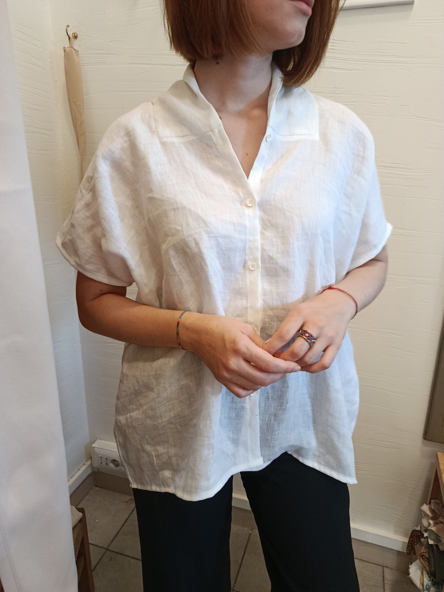 Blusa in puro lino oversize- blusa Paper
