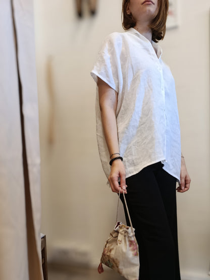 Blusa in puro lino oversize- blusa Paper