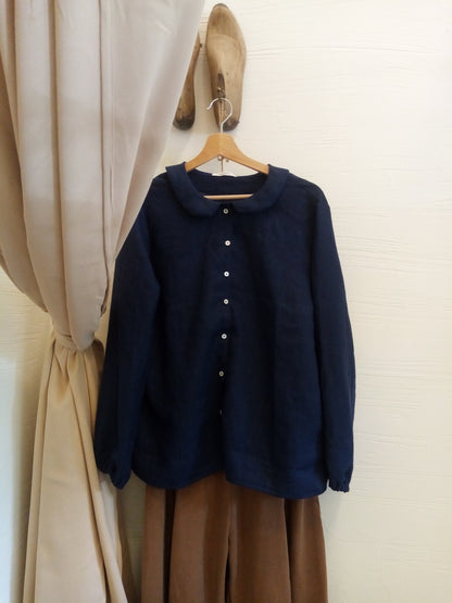 Camicia in puro lino collo peter pan - basic