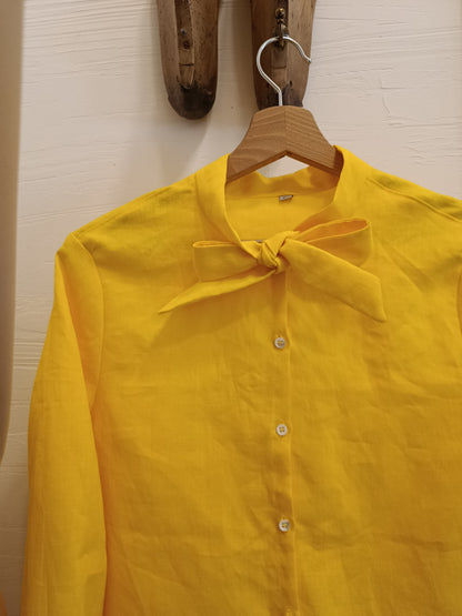 Camicia in lino collo fiocco - basic