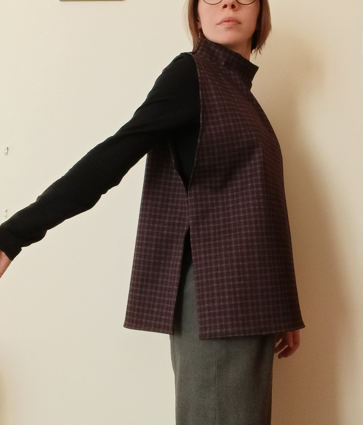 Gilet minimal in tessuto punto milano