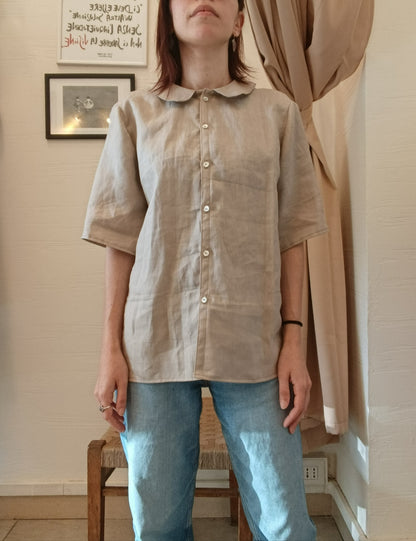 Camicia in puro lino collo peter pan - basic