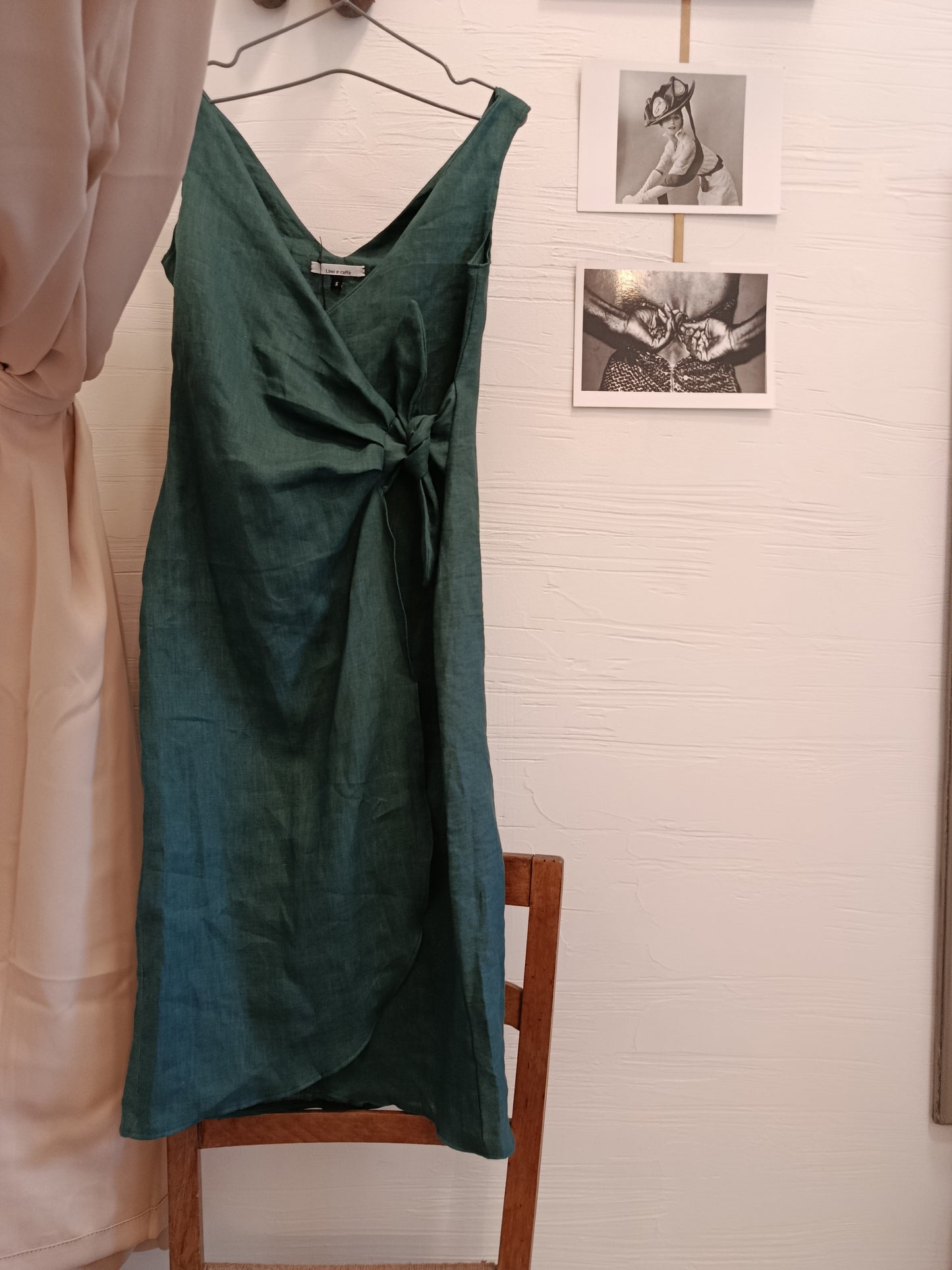 Vestito in lino a portafoglio- nodo