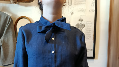 Camicia in lino collo fiocco - basic