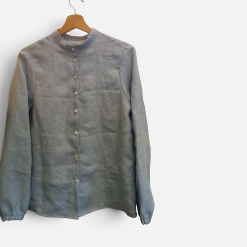 Camicia in lino collo coreana - basic