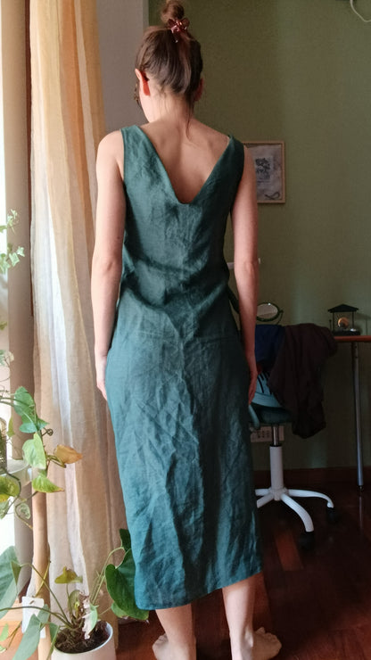 Vestito in lino a portafoglio- nodo