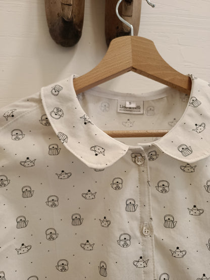 camicia cotone colletto rotondo bianca da donna