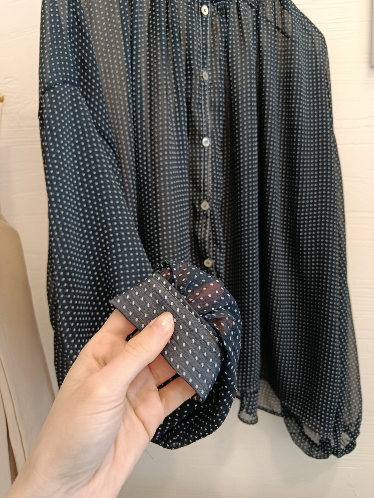 Oversize polka-dot viscose voile shirt