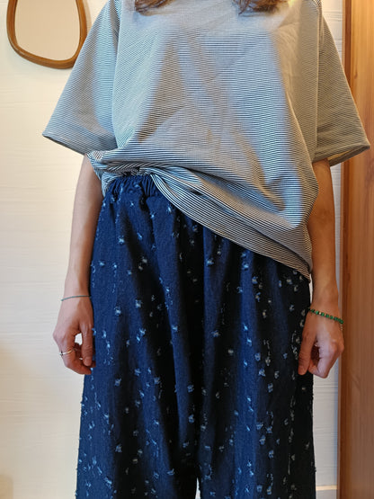 Pantalone slow in jeans operato