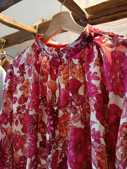 Camicia over in seta fantasia fiori