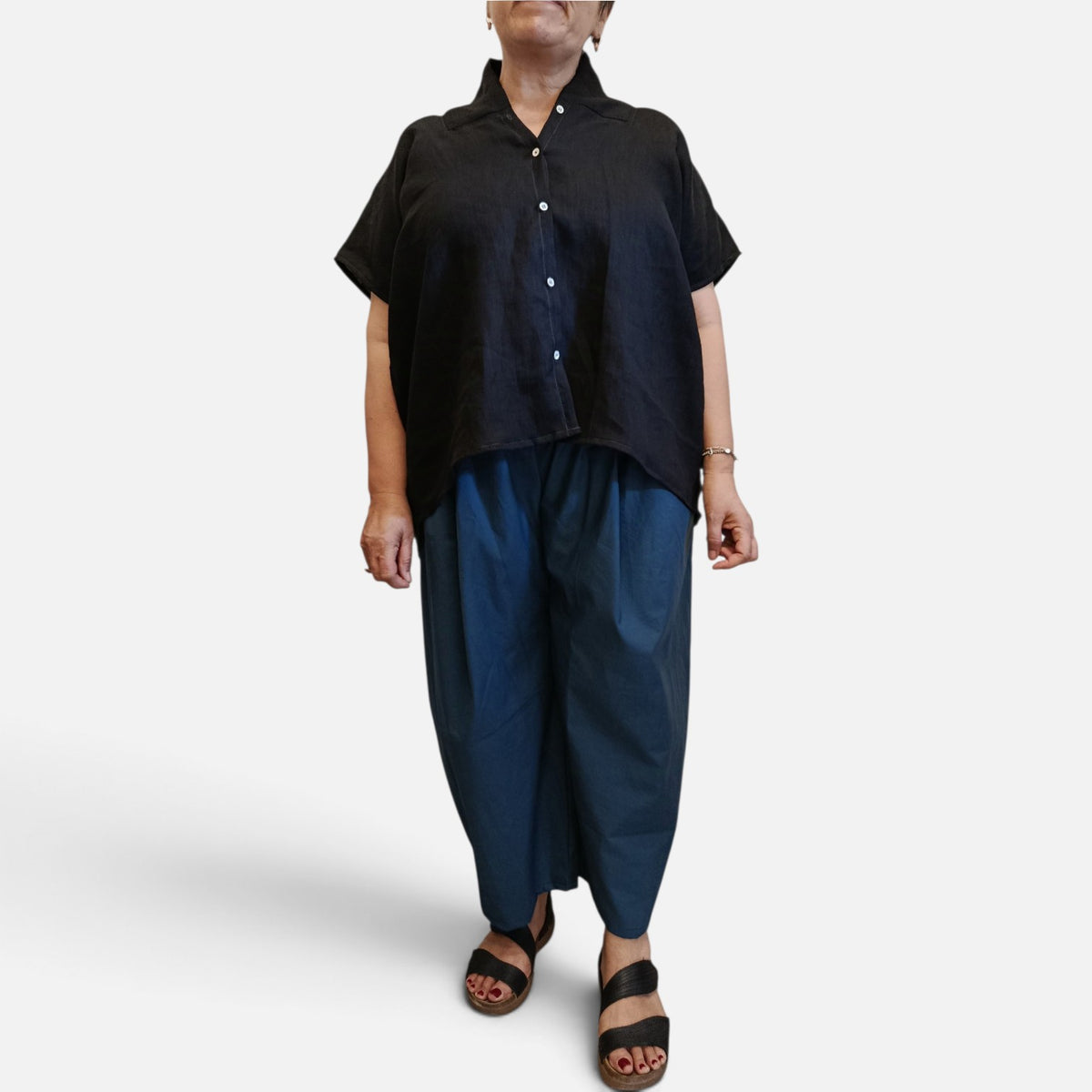 Blusa in puro lino oversize- Paper