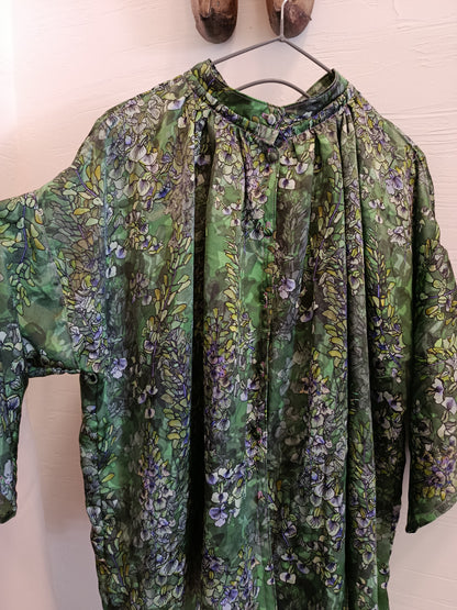 Camicia oversize in seta fantasia glicine