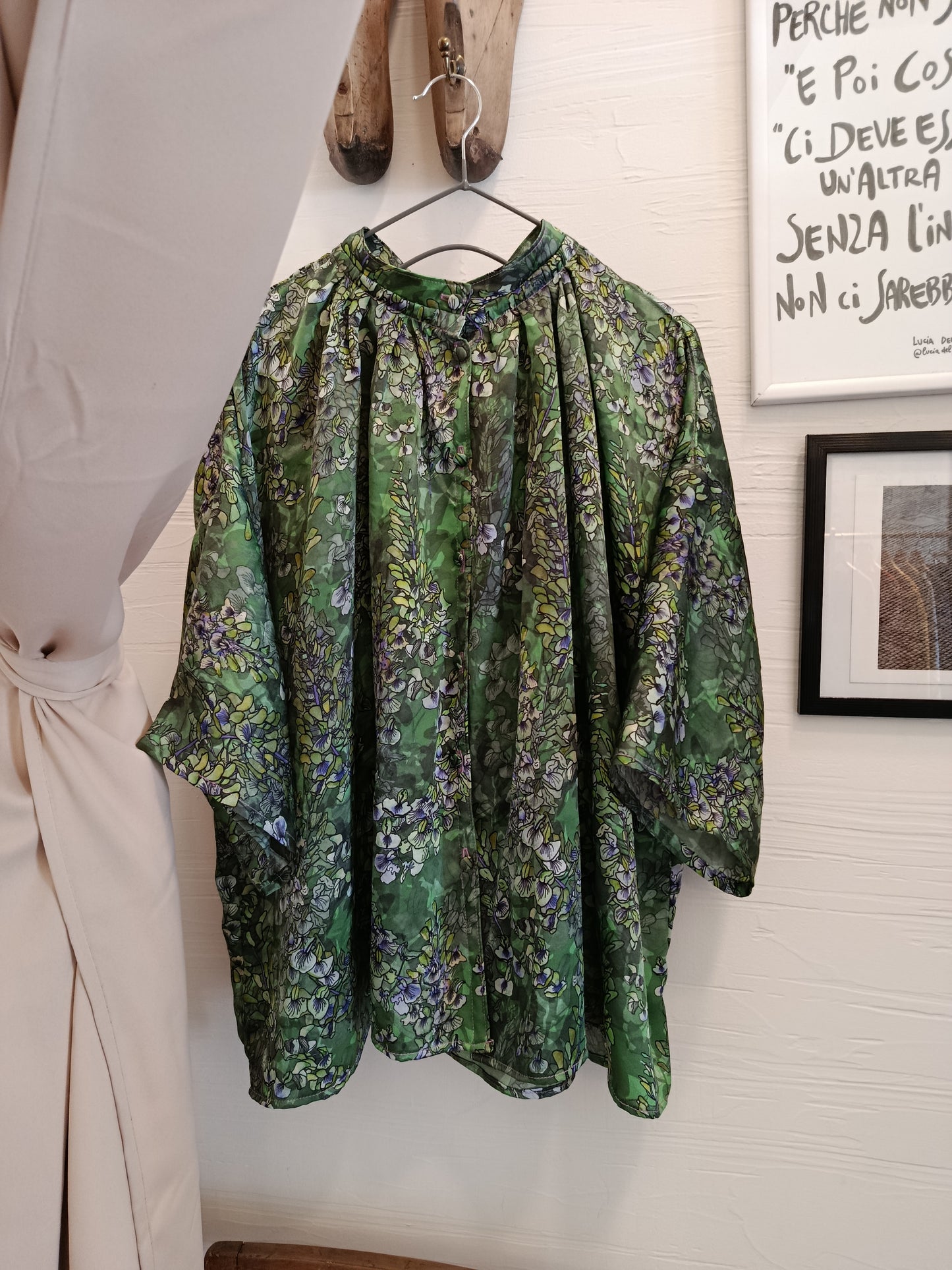 blusa in seta oversize fantasia fiori glicine