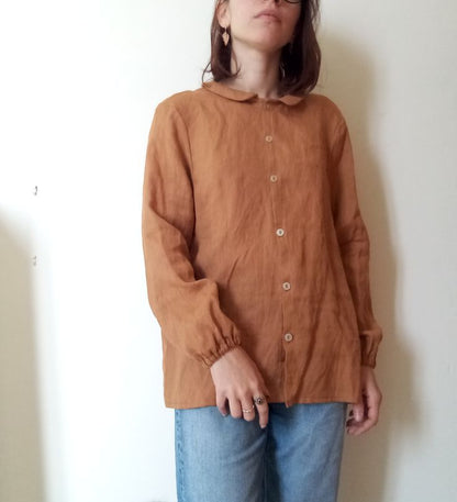 Camicia in puro lino collo peter pan - basic