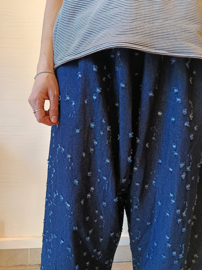 Pantalone slow in jeans operato