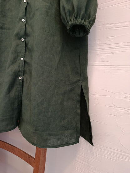 Camicia lunga a vestito in lino- basic