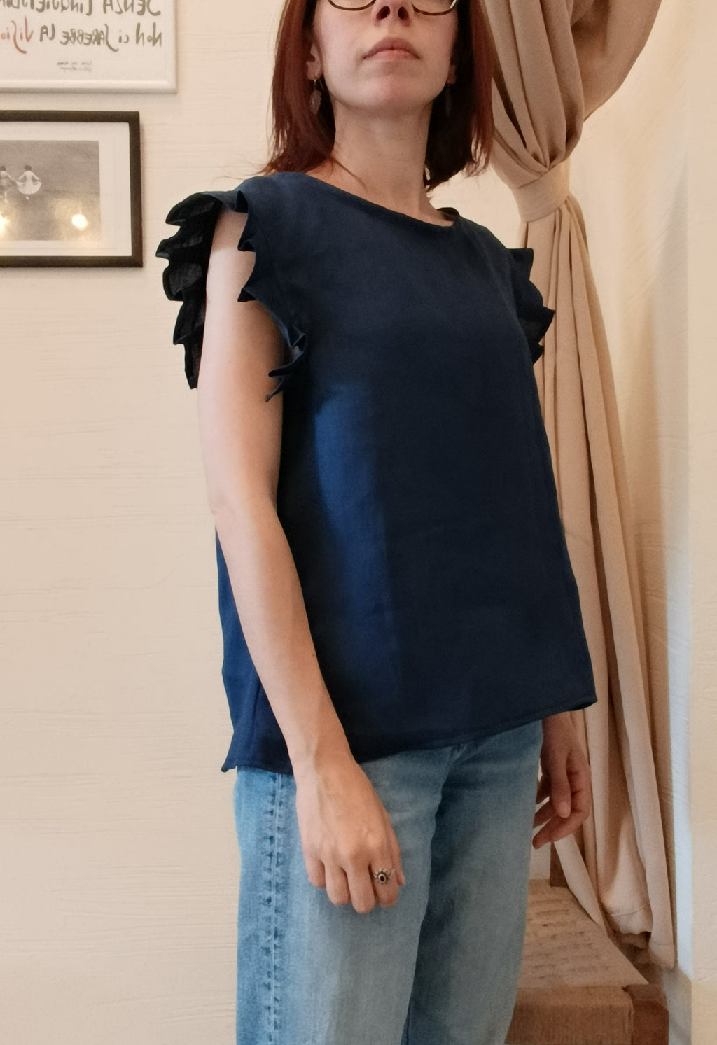 Linen camisole with ruffles - Aria