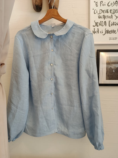 Camicia in puro lino collo peter pan - basic