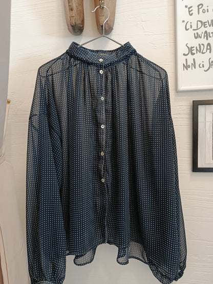 Camicia oversize in voile di viscosa a pois