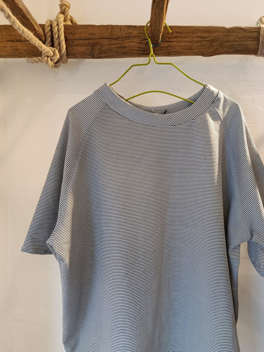 T-shirt in cotone a righe bianco nere
