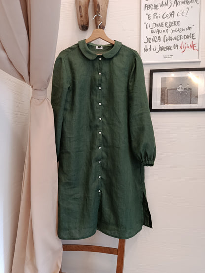 Camicia lunga a vestito in lino- basic