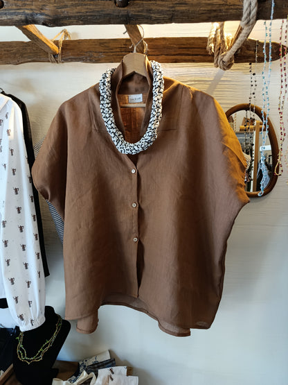 camicia manica corta in lino donna