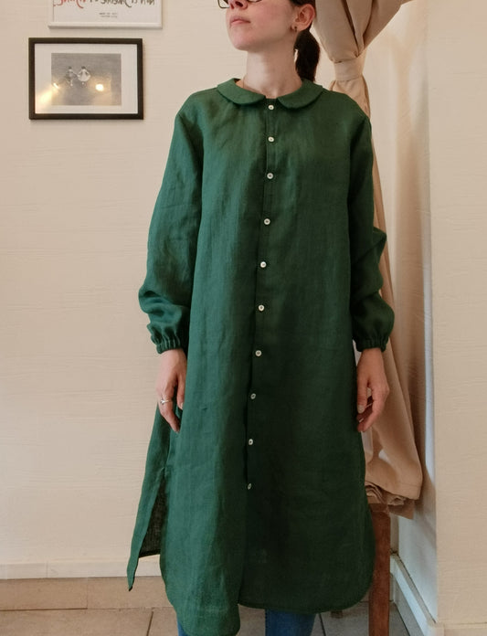 Camicia lunga a vestito in lino- basic