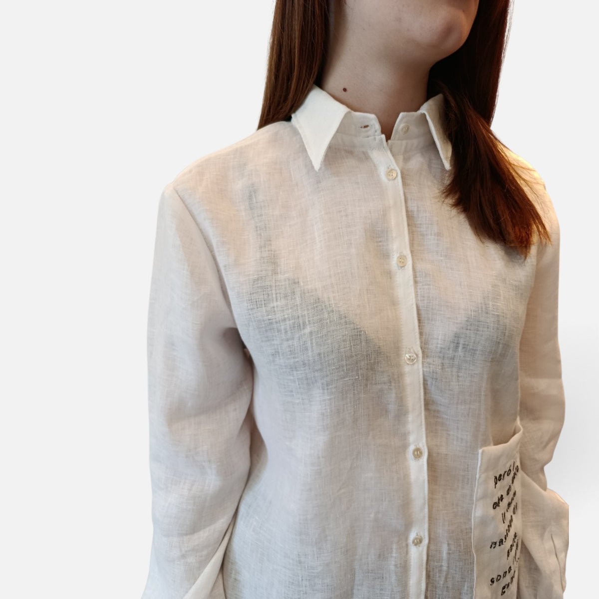 Camicia bianca in lino- Poesia in tasca