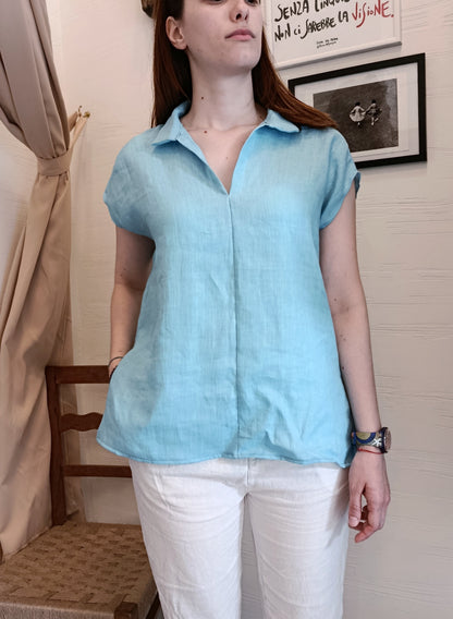 Blusa in lino scollo a v- Linea