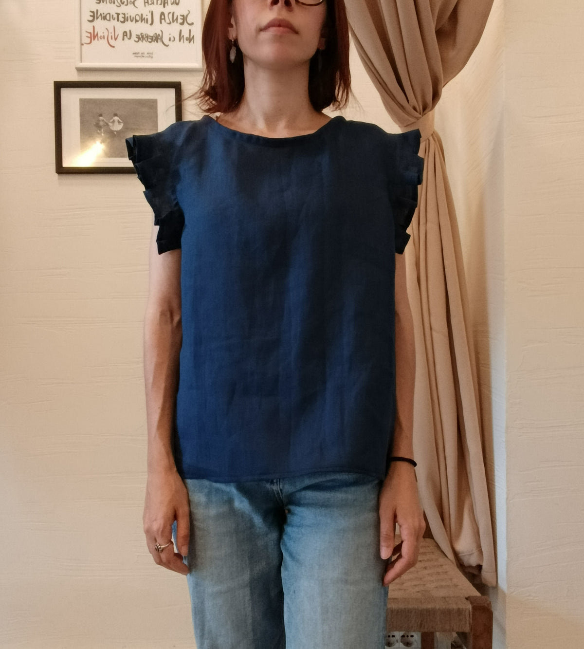 Linen camisole with ruffles - Aria