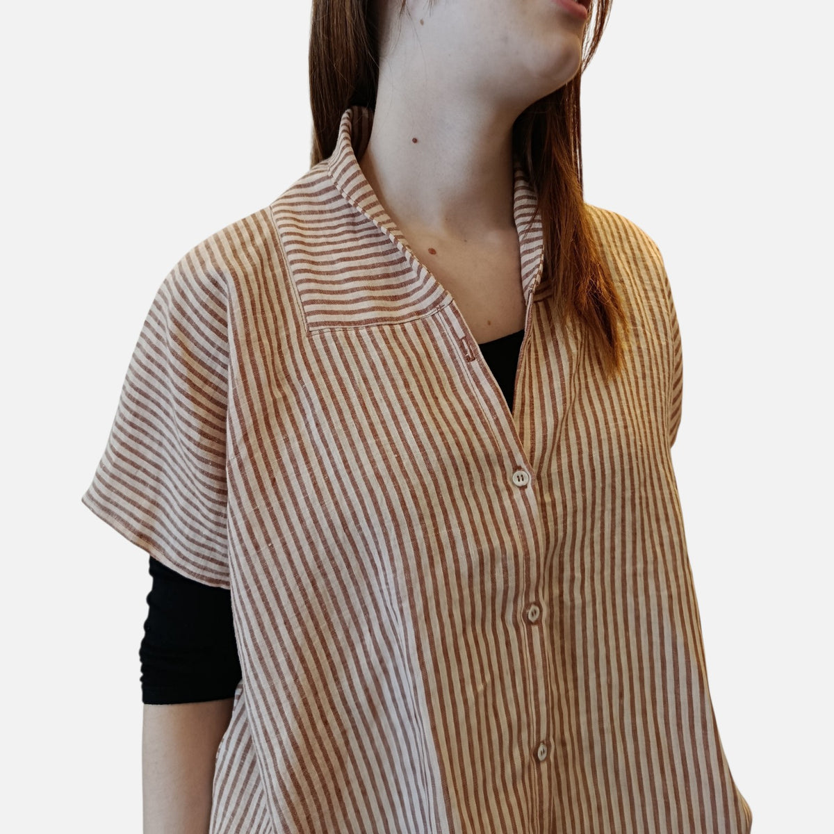 Blusa in puro lino oversize- Paper